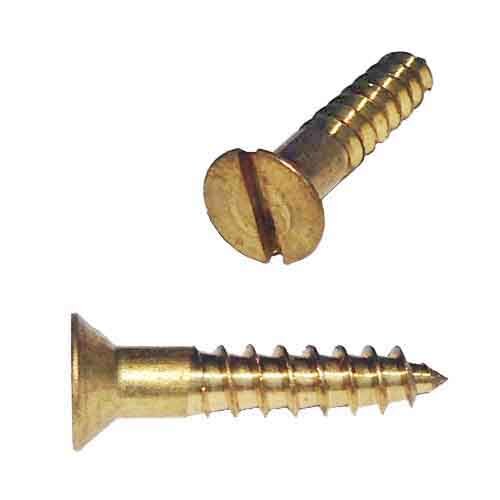 FWS7134B #7 X 1-3/4" Flat Head, Slotted, Wood Screw, Brass